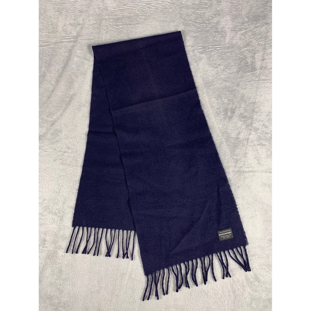 Brooks Brothers Fringe Scarf OS Blue Mens Fringed